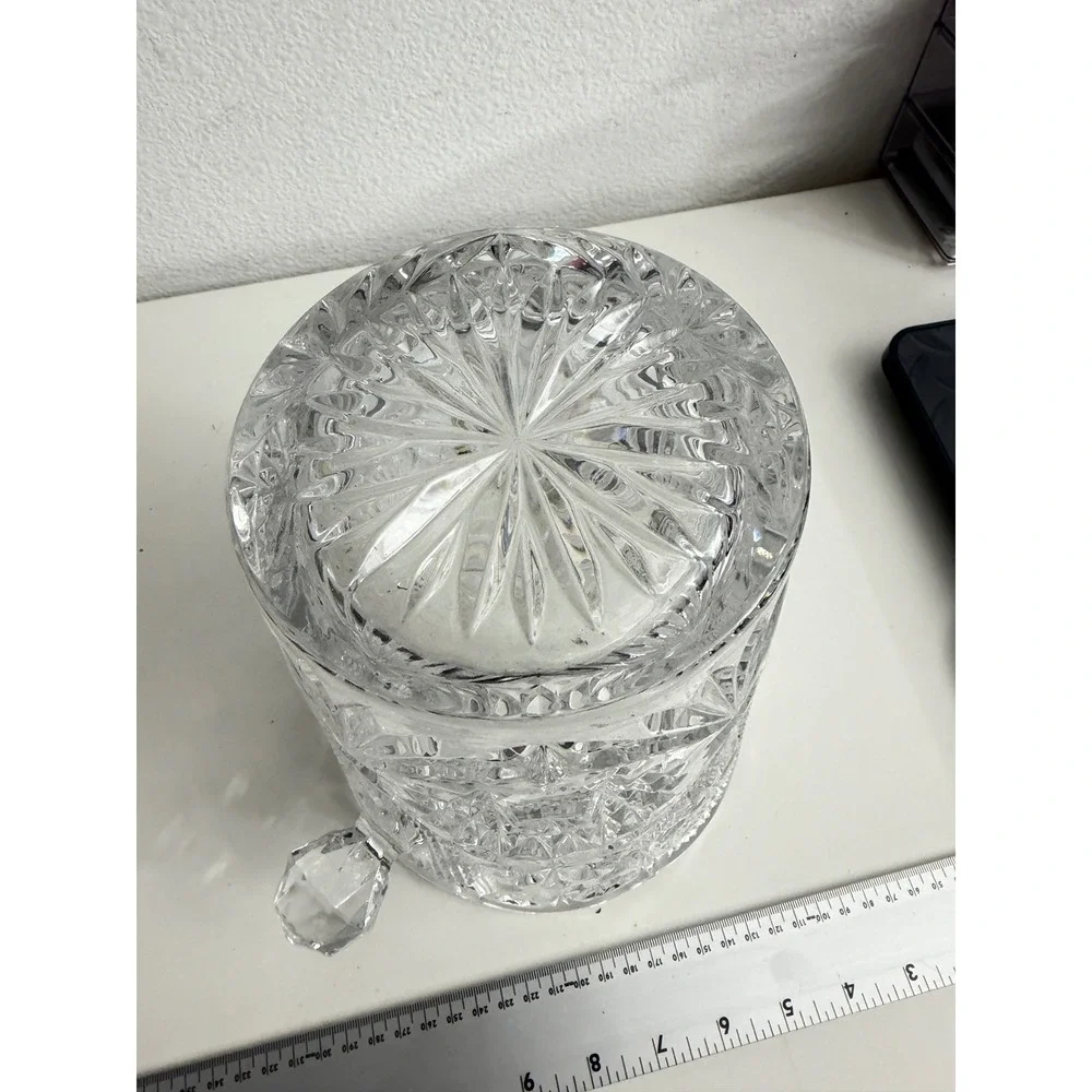 Vintage Pinwheel Cut Lead Crystal Ice Bucket Champagne Chiller Large Vase 9.5in
